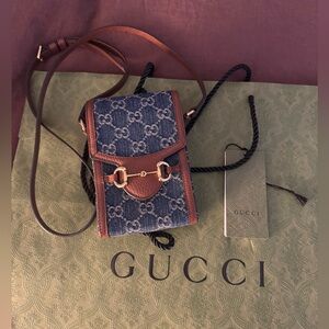 Gucci Horsebit 1955 Crossbody Bag GG Denim Mini